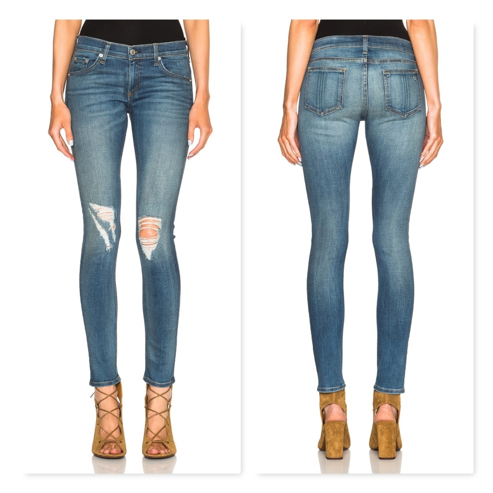 Rag & Bone Jean Skinny Distressed Carmine Wash